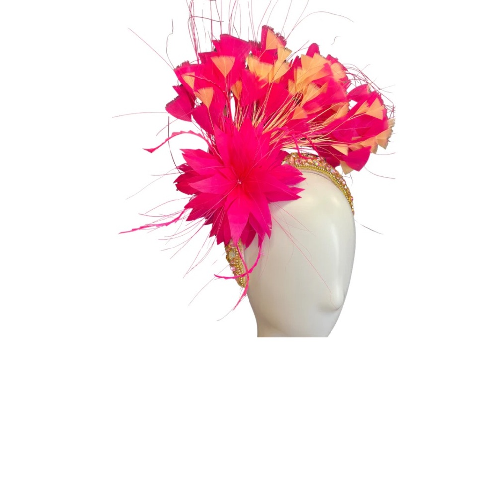 Vibrant Pink and Orange Floral Fascinator